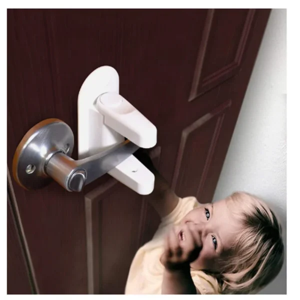 Universal Door Lever Lock Child Baby Safety Lock Rotation Proof Professional Door Adhesive Security Latch Multi-functional - Image 2