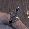 2024 Delicate Blue Rhinestones Zircon Rings for Women AccessoriesStatement Jewelry High Quality Fashion Wedding Band Bridal Gift - Image 3