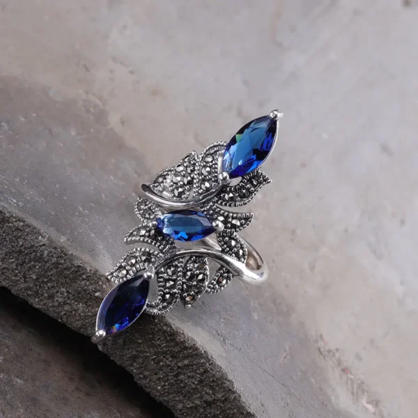 2024 Delicate Blue Rhinestones Zircon Rings for Women AccessoriesStatement Jewelry High Quality Fashion Wedding Band Bridal Gift - Image 2