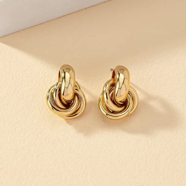 Gold SIlver Color Knot Hoop Earring for Women Fashion Shiny Plating Trendy Twist Stud Earring Stud Cute Daily Wear Jewelry - Image 3