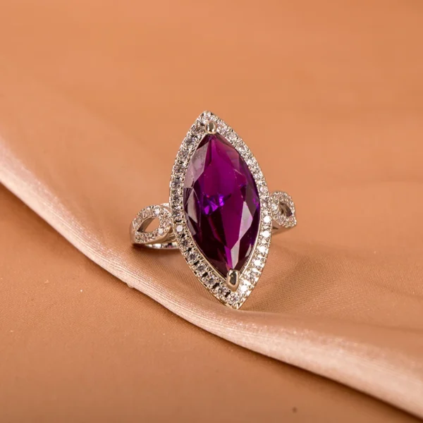 Classic Ring 10 * 20mm Large Amethyst Gem Horse Eye Zircon Women's High Grade Jewelry Women's Party Jewelry Wholesale - Image 4