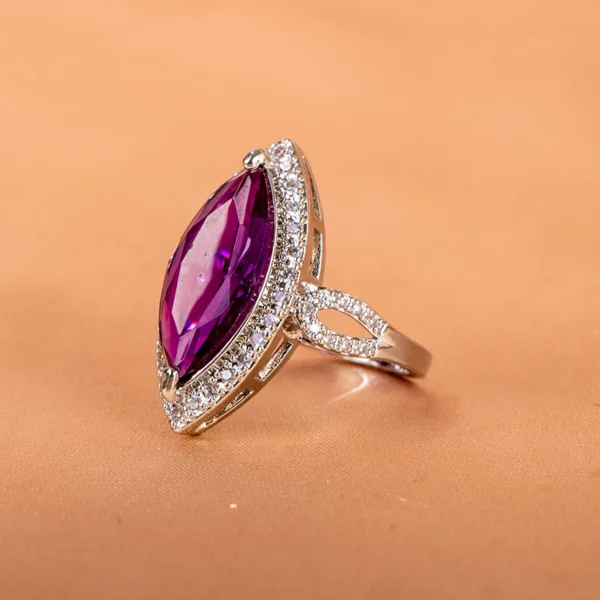 Classic Ring 10 * 20mm Large Amethyst Gem Horse Eye Zircon Women's High Grade Jewelry Women's Party Jewelry Wholesale - Image 3