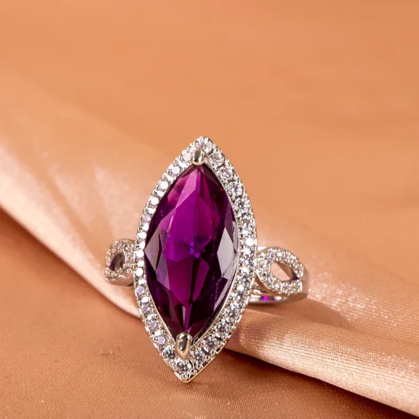 Classic Ring 10 * 20mm Large Amethyst Gem Horse Eye Zircon Women's High Grade Jewelry Women's Party Jewelry Wholesale - Image 2