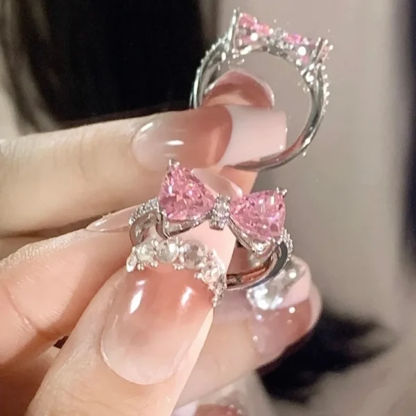 Fashion Bowknot Finger Rings Adjustable Bow Rings Jewelry Sweet Opening Ring Ornaments - Image 2