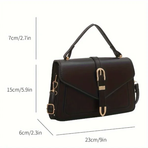 Fashionable Minimalist Crossbody Bag with Top Handle and Flap for Women - Solid Color Square Purse with Simple Design - Image 3