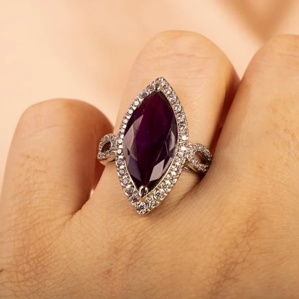 Classic Ring 10 * 20mm Large Amethyst Gem Horse Eye Zircon Women's High Grade Jewelry Women's Party Jewelry Wholesale - Image 6