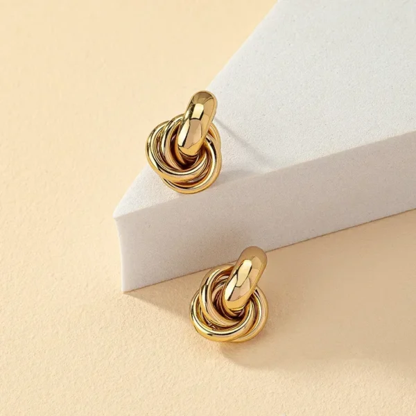 Gold SIlver Color Knot Hoop Earring for Women Fashion Shiny Plating Trendy Twist Stud Earring Stud Cute Daily Wear Jewelry - Image 4