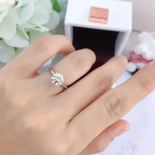 New Exquisite And Never-Fading Luxury Classic Ring Single Stone 50 Points/1 Carat/2 Carat Zirconia Open Ring For Women Jewelry - Image 2