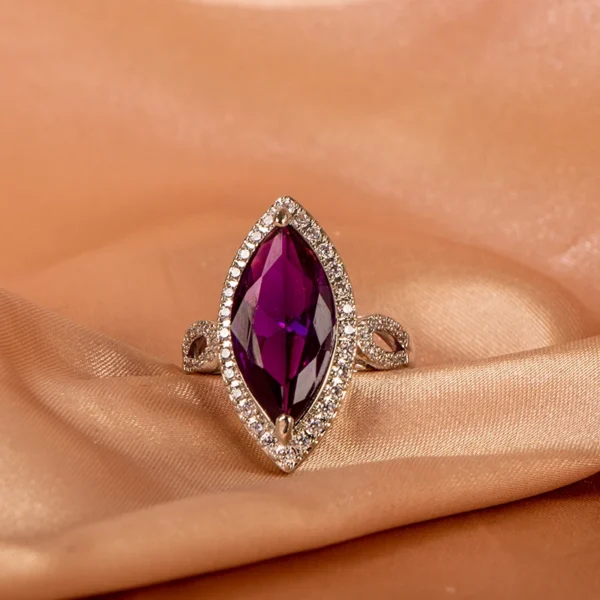 Classic Ring 10 * 20mm Large Amethyst Gem Horse Eye Zircon Women's High Grade Jewelry Women's Party Jewelry Wholesale - Image 5