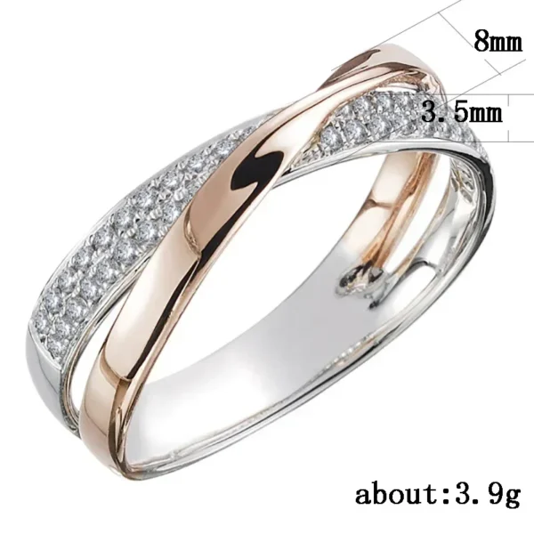 New Fashion Wedding Ring for Women Luxury Rose Gold Color Double Ring Row Square Zircon Stainless Steel Finger Rings Jewelry