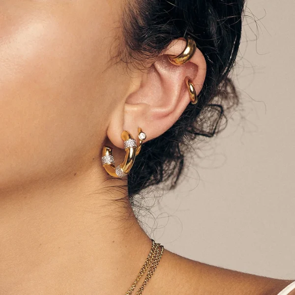 crmya gold plated hoop earrings for women classic cubic zirconia piercing women's big hoop earrings set 2022 jewelry wholesale